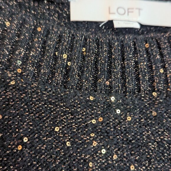 Ann Taylor LOFT Sweater. Brown with Gold Champagne Sparkles Size Large - Picture 11 of 16